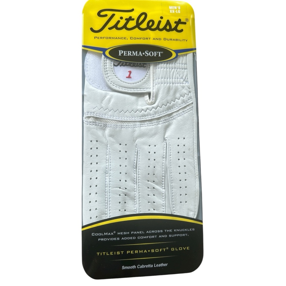 The Titleist Perma-Soft Golf Glove with smooth Cabretta leather in size 2XL.